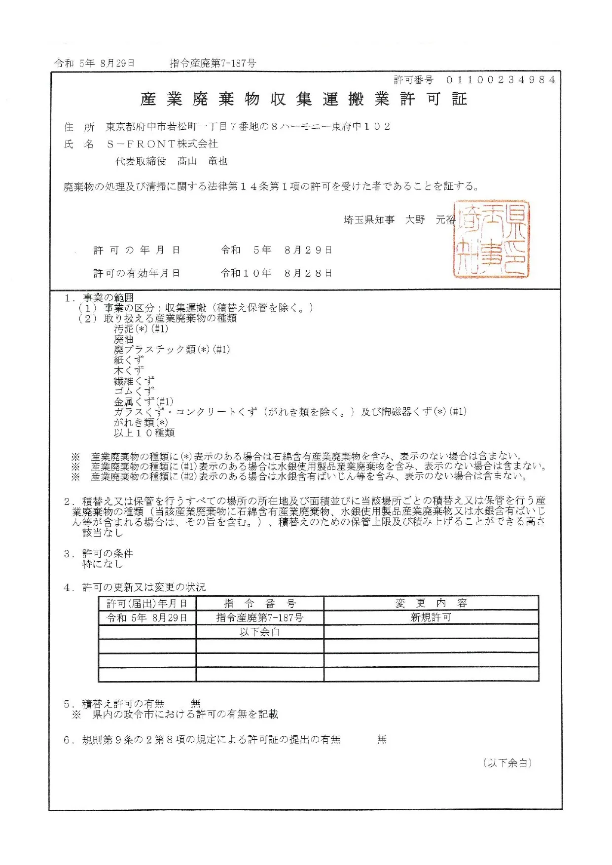 古物商許可証