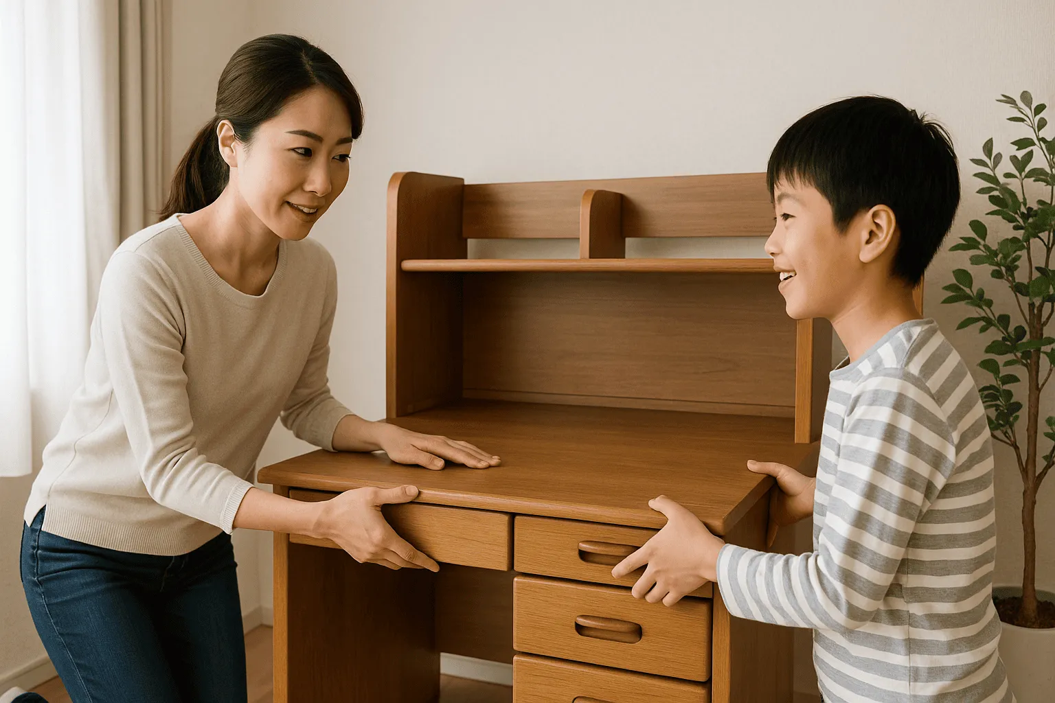 不要になった学習机を譲渡している人