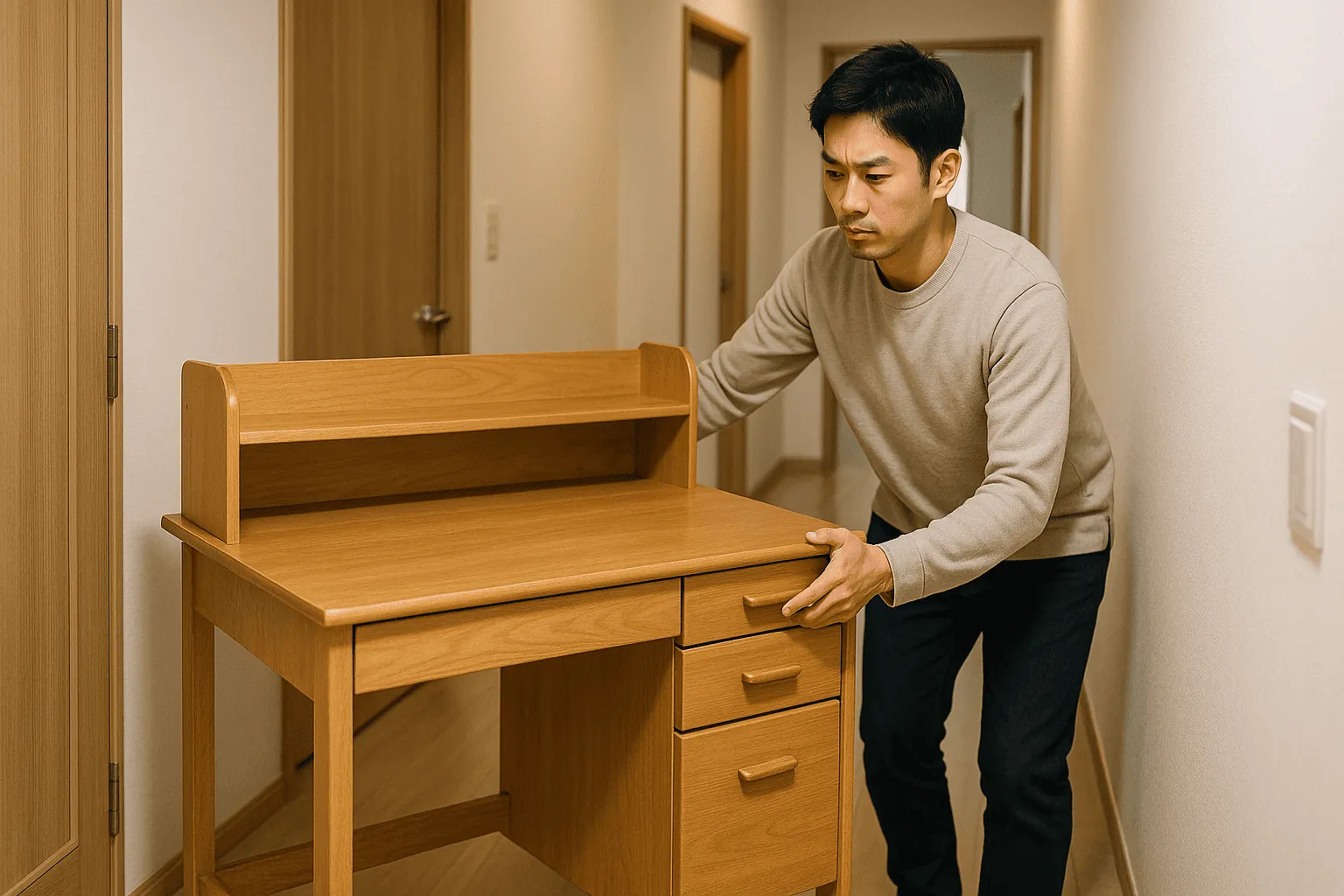 不用品である学習机を粗大ゴミとして出している人