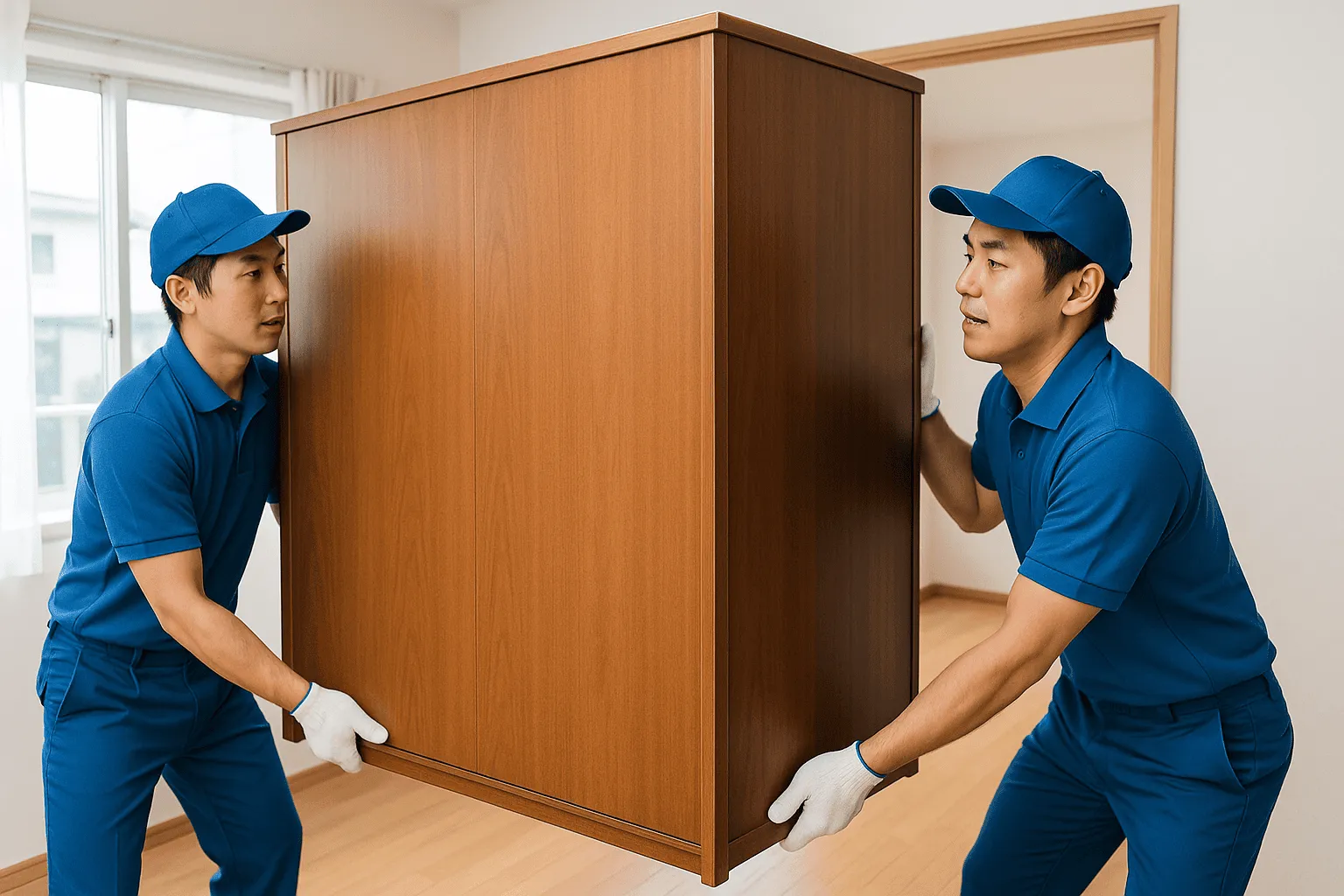 大型家具の不用品の搬出作業を行っている人