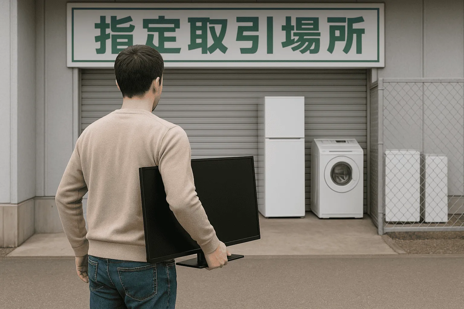 テレビを指定引取場所まで持ち込みしている人