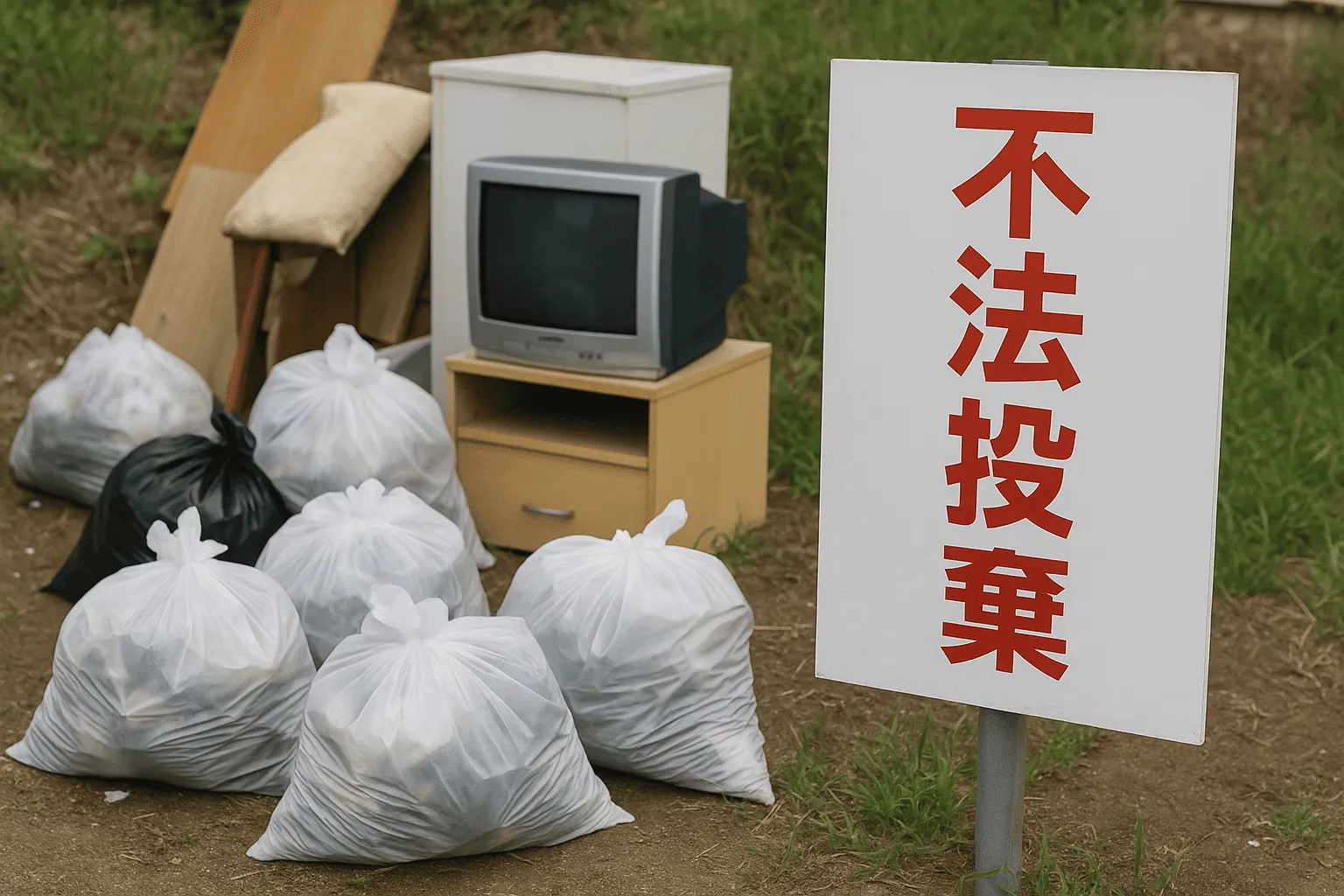 不法投棄された不用品の画像